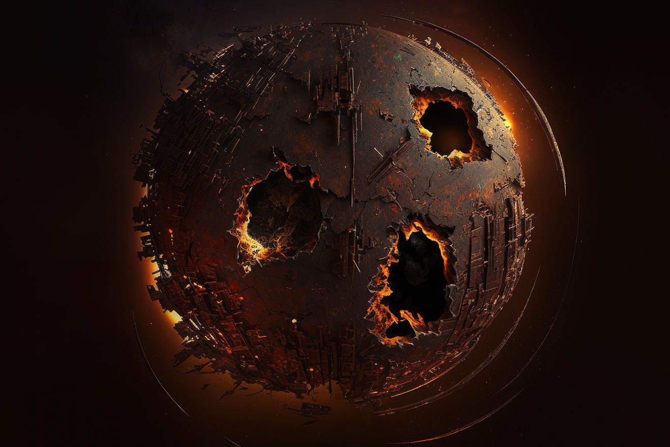 Metal rust destroyed planet