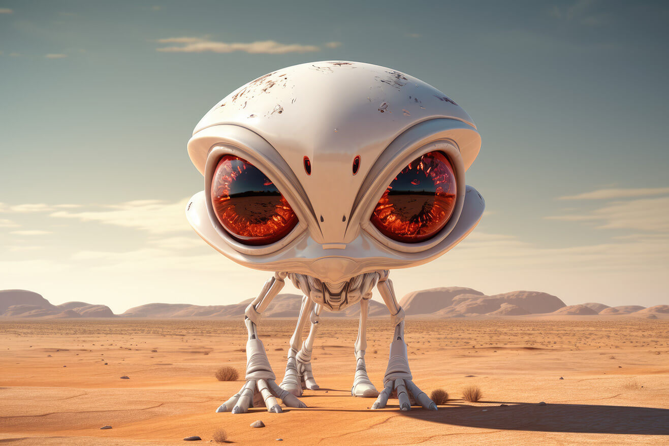 Cool wallpapers of Strange white robot in desert | TerraWalls