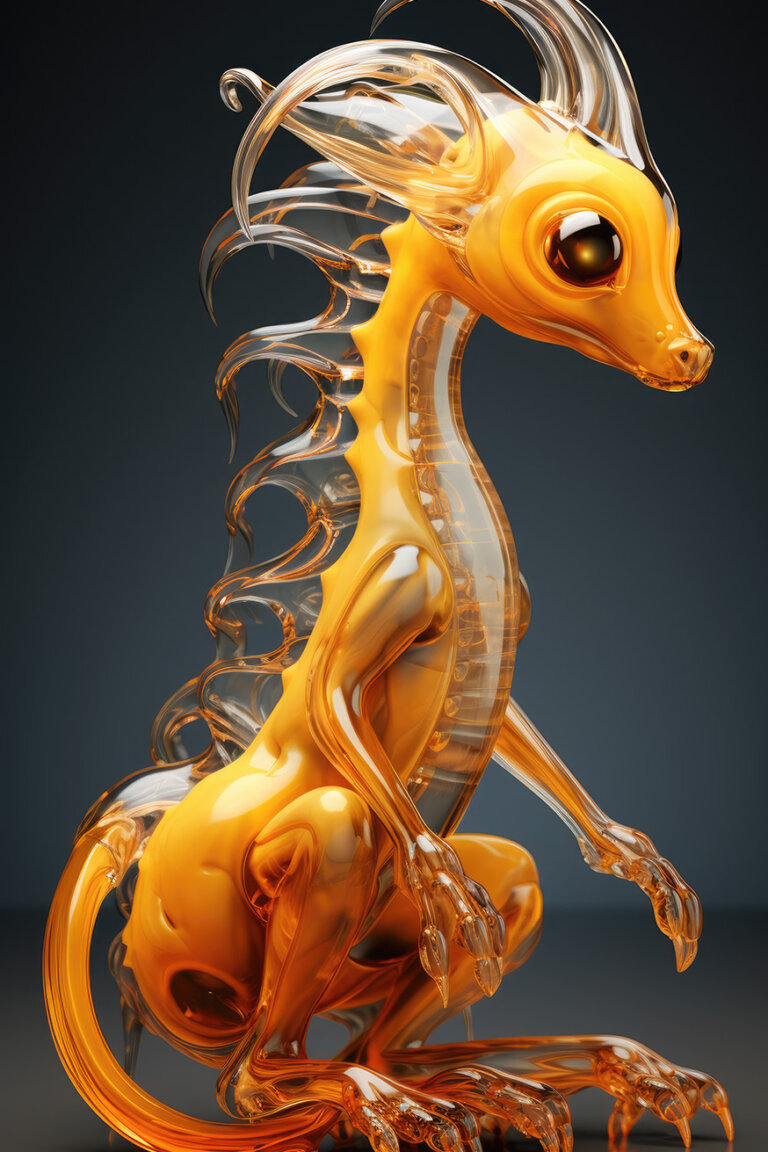 Transparent orange alien creature