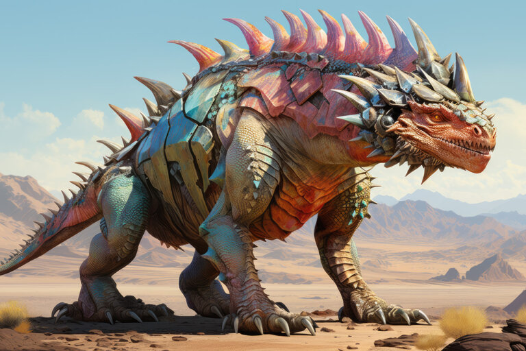 Colorful dragon in desert