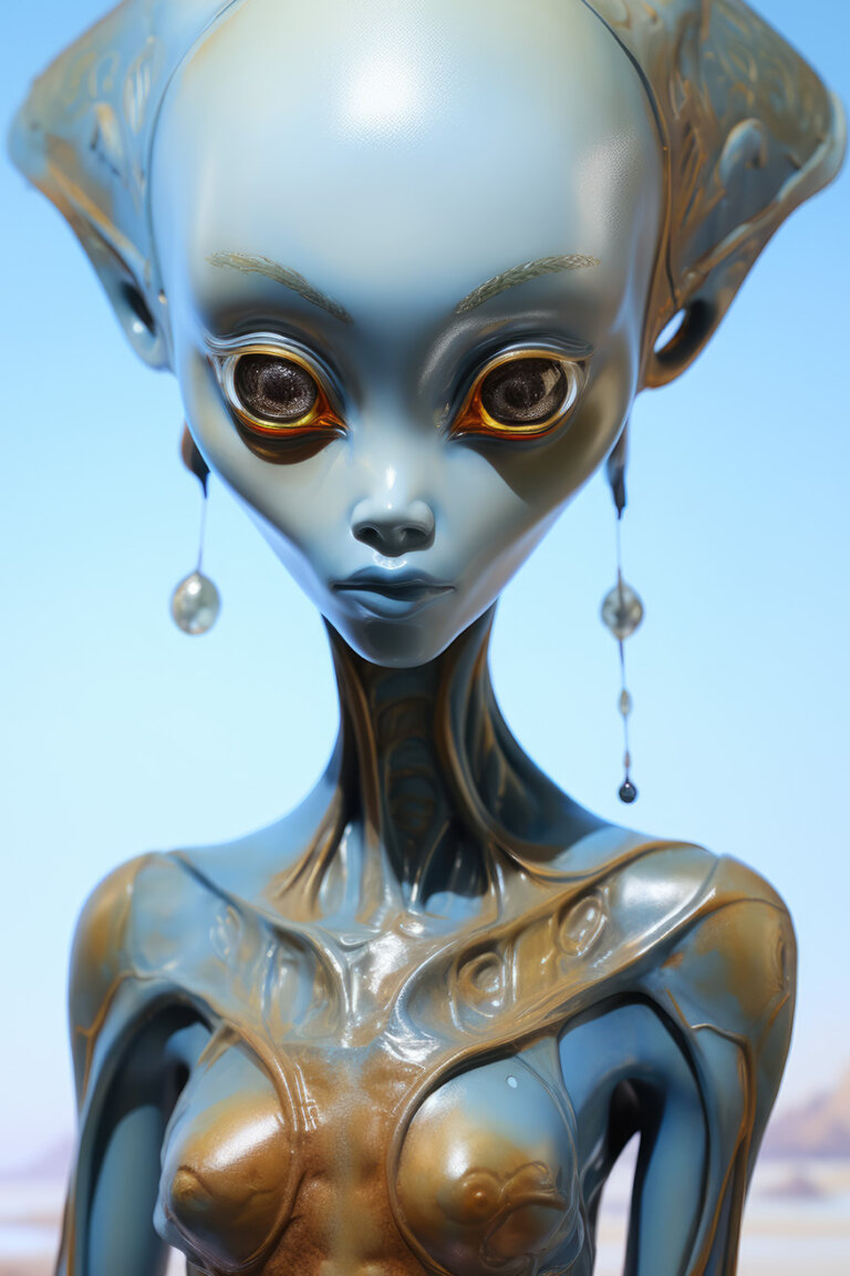 Alien woman with blue and golden skin