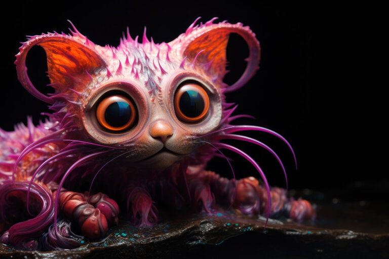 Strange cute red skinned alien cat