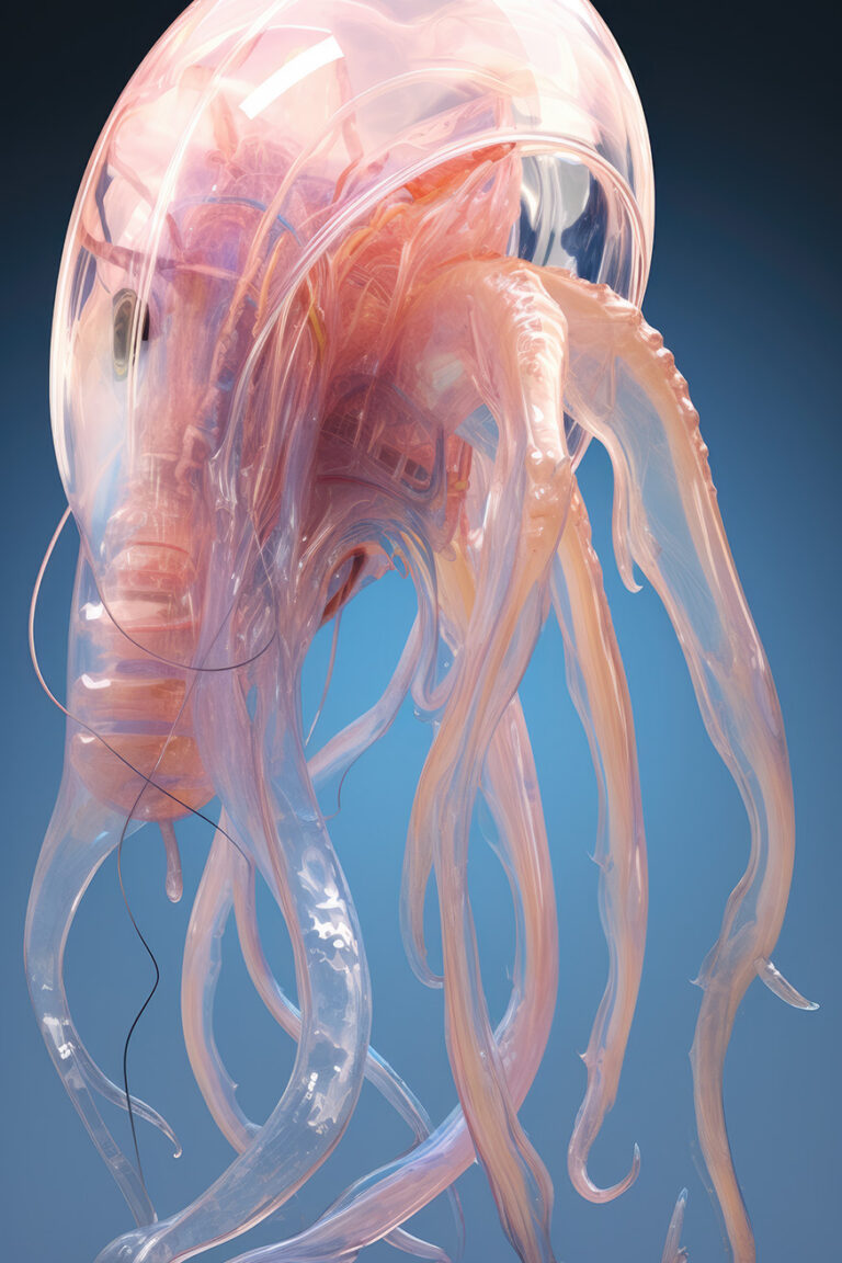 Weird alien octopus transparent creature