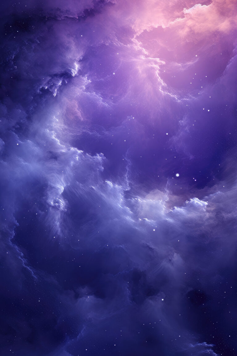 Violet clouds in space with stars