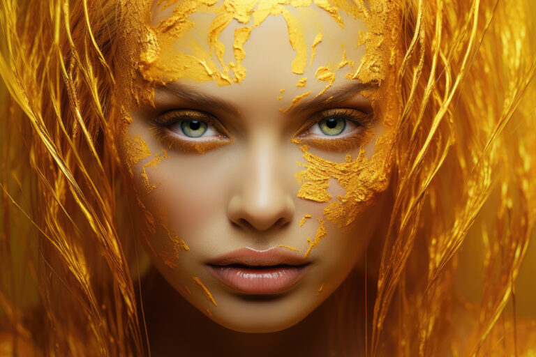 Woman face with golden hair