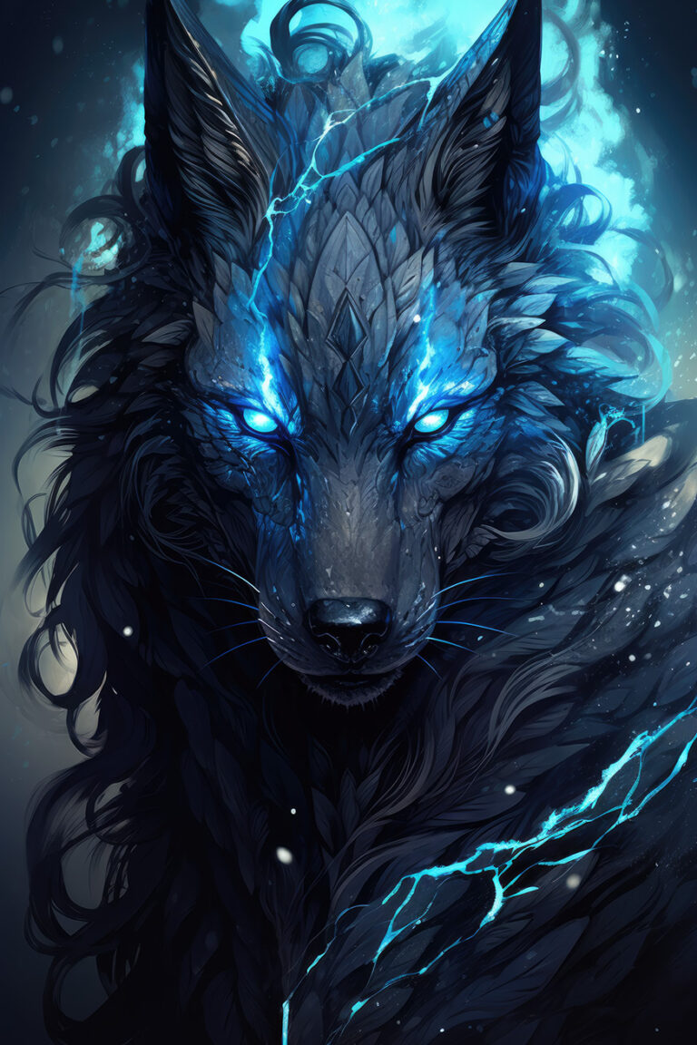 Monster wolf with blue eyes