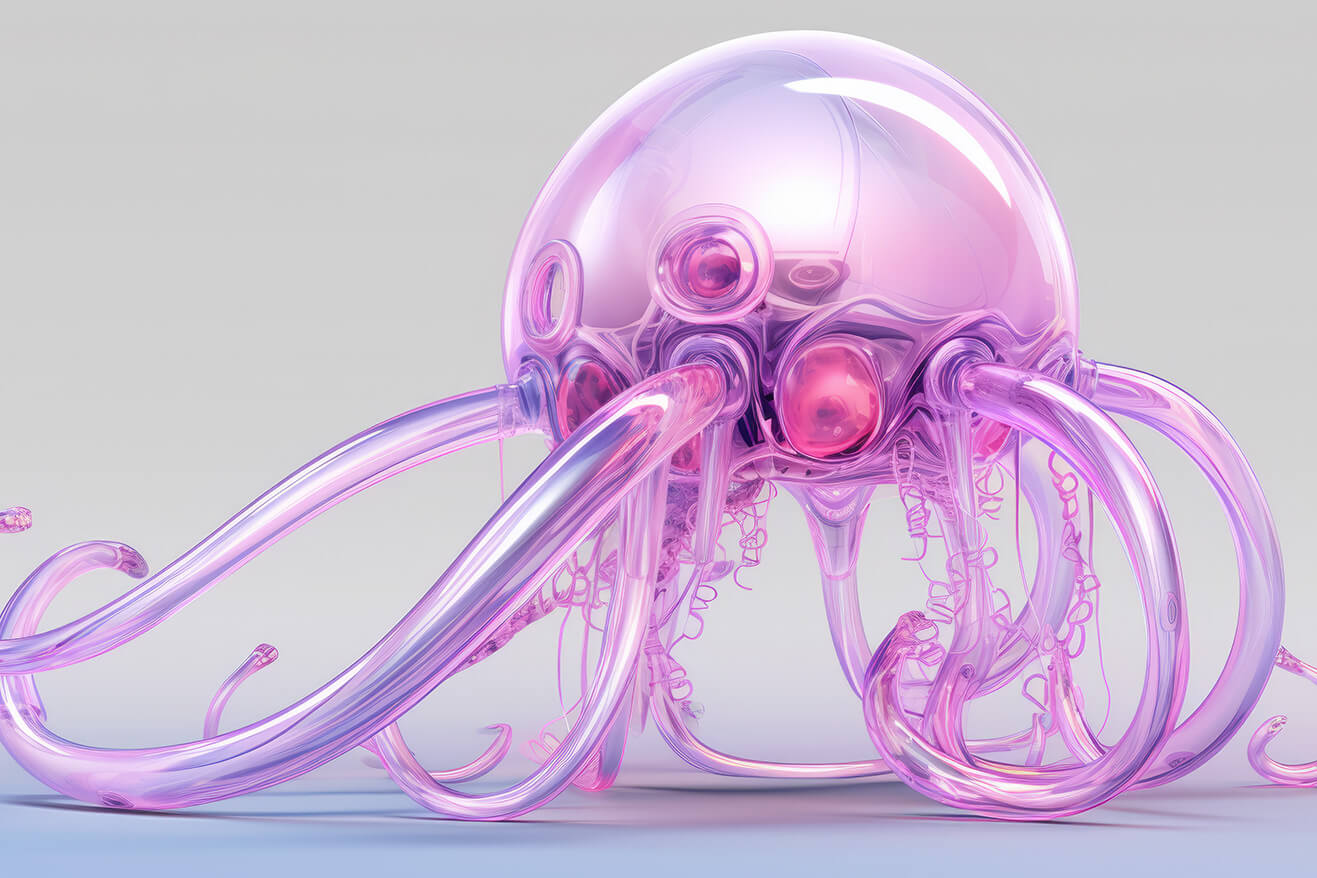 Transparent alien purple octopus