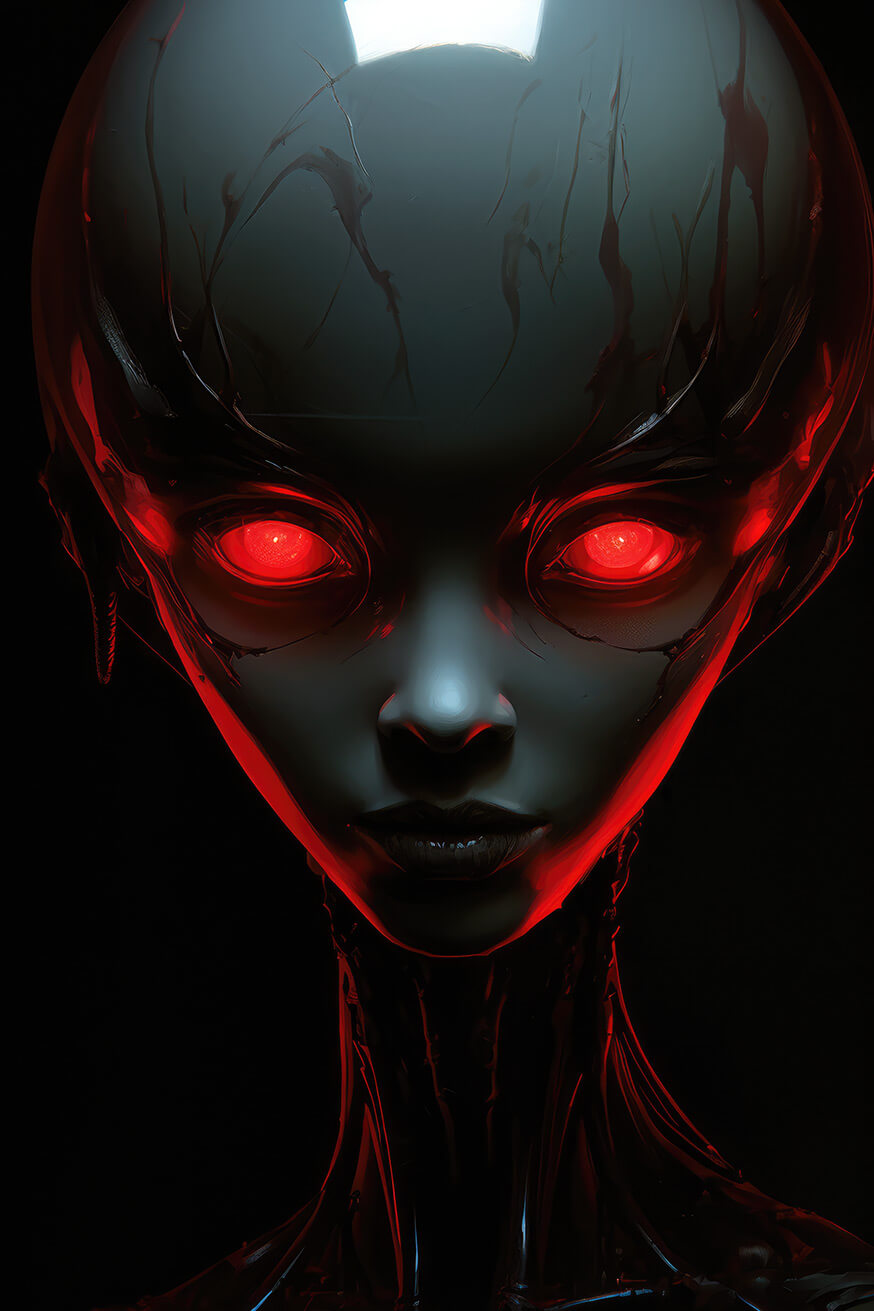 Monster woman with red eyes