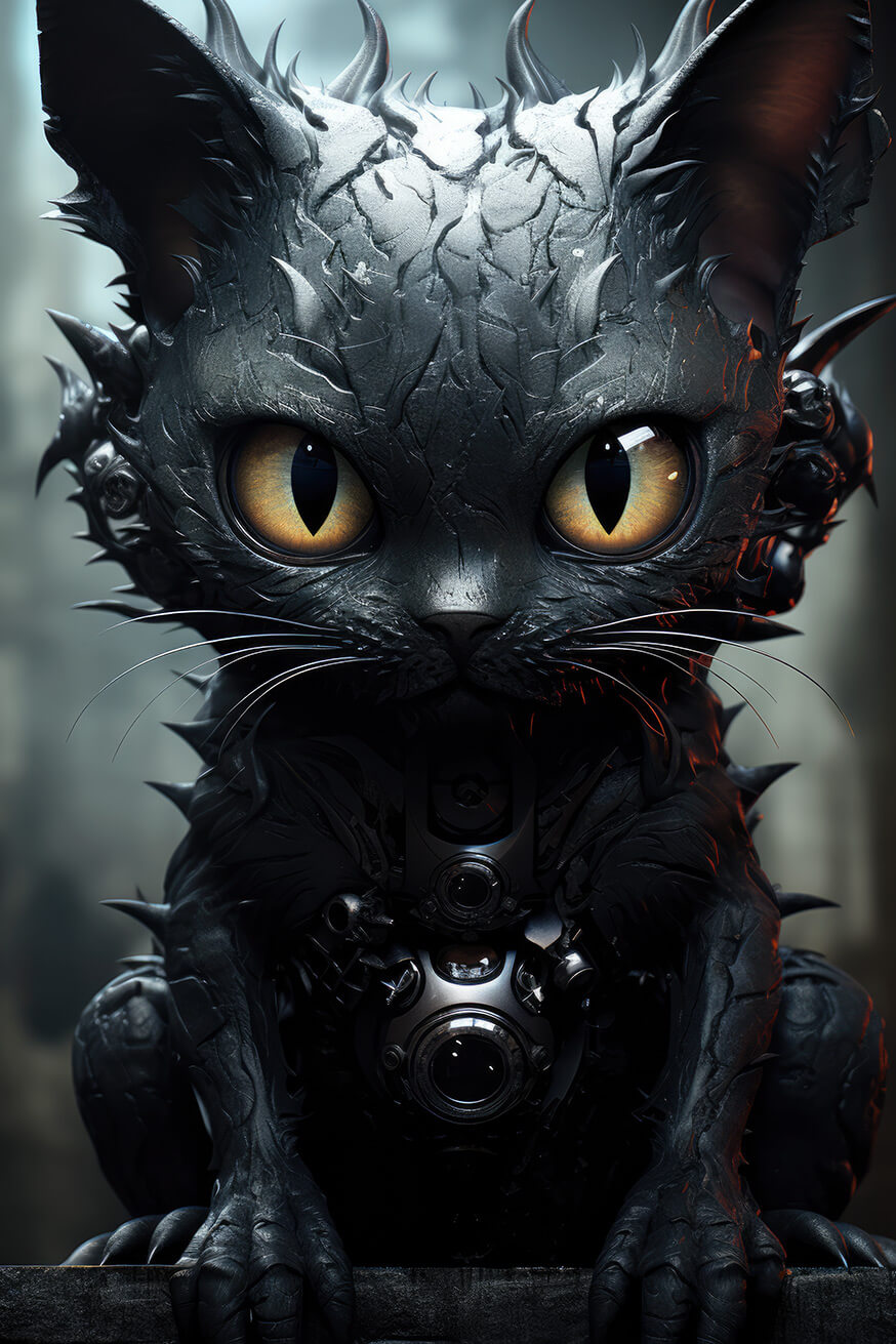 Black alien cat with spikes