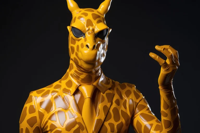 Giraffe humanoid in business giraffe skin suit