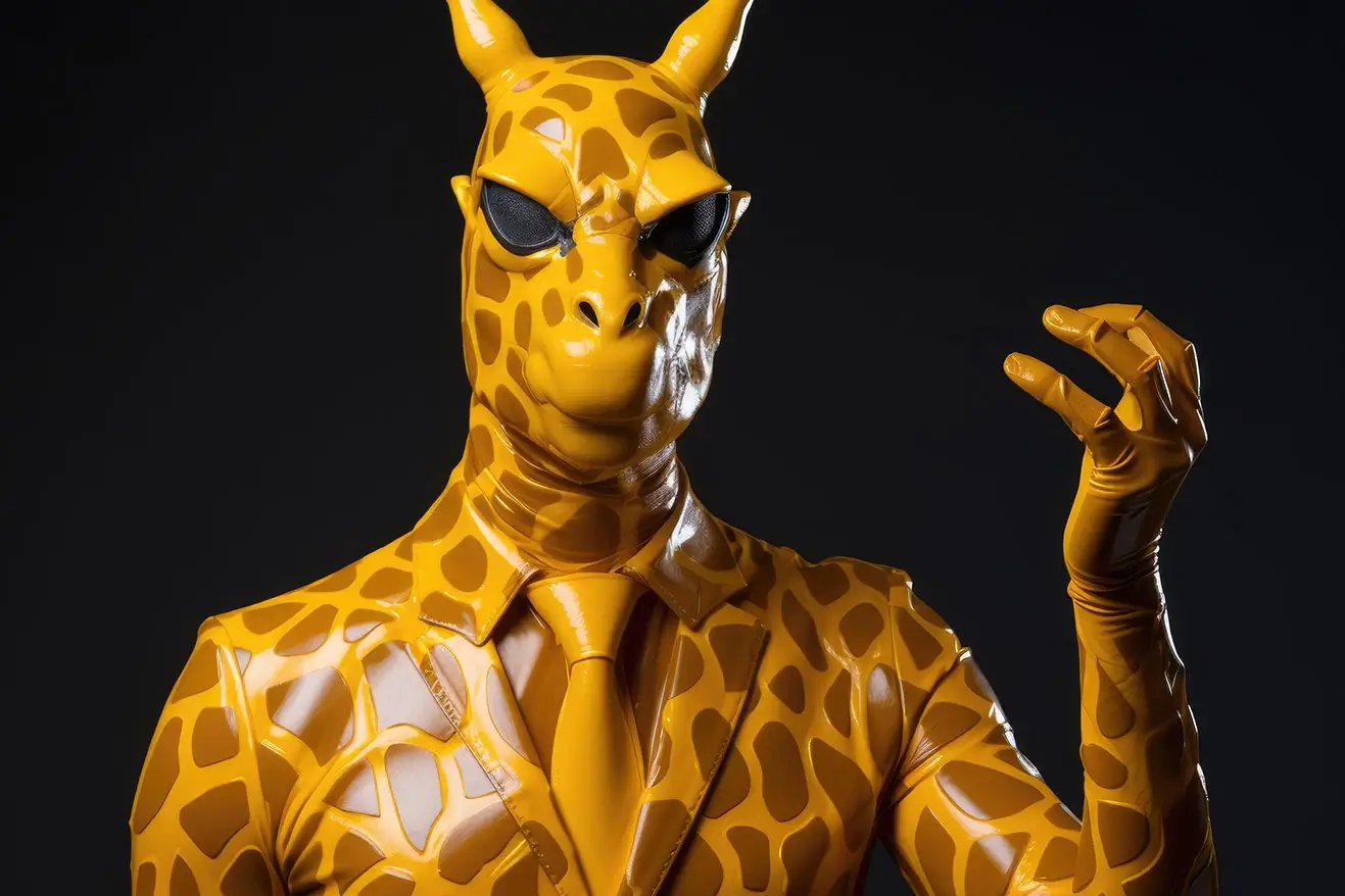 Giraffe humanoid in business giraffe skin suit
