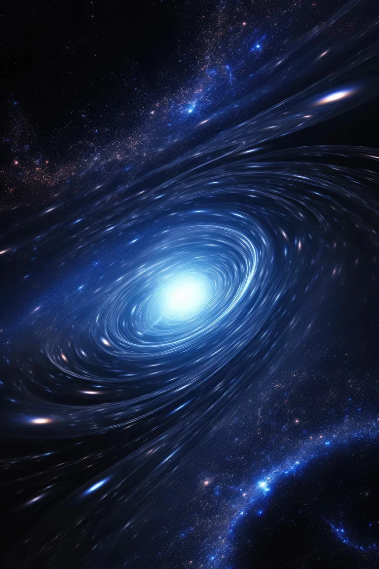 Blue light rings in the galaxy in space