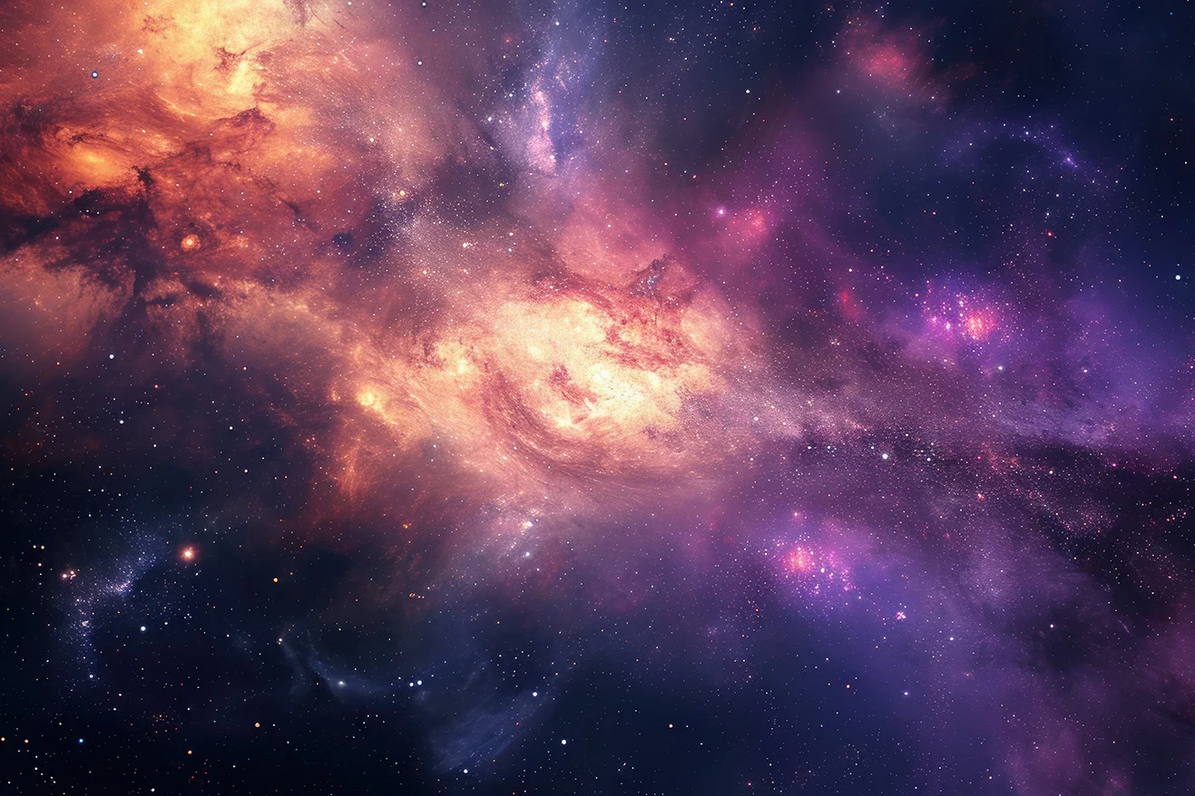 Purple and orange cloud galaxies in the space