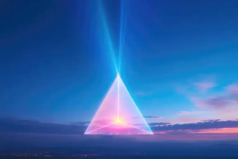 A triangle-shaped purple formation in the sky