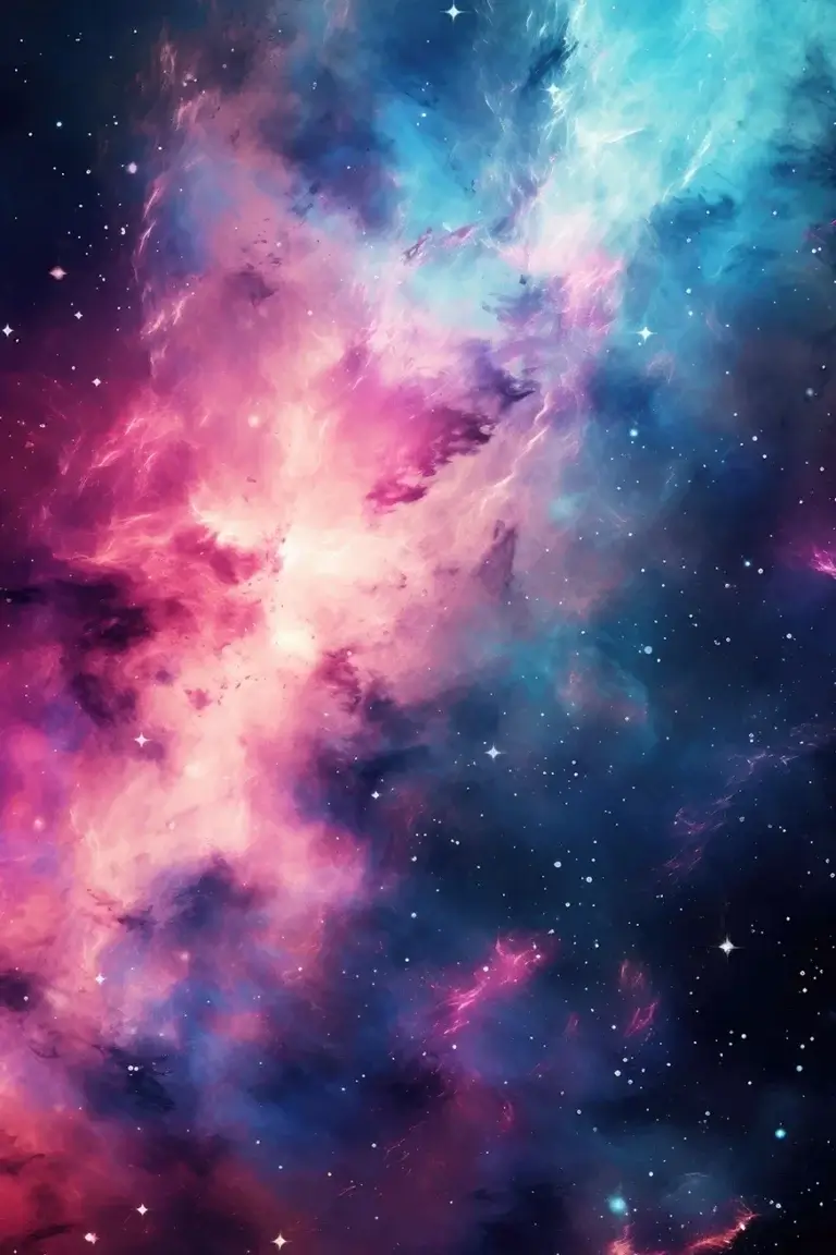 Colorful neon red and blue galaxy space background