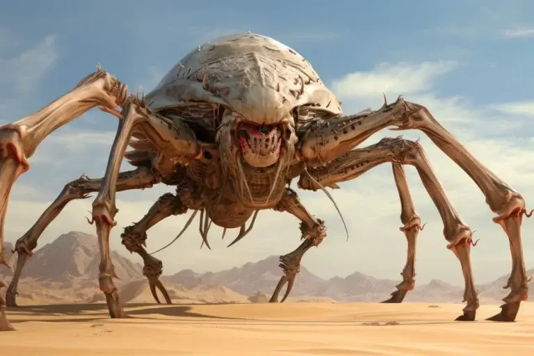 Monster spider in the desert on some planet