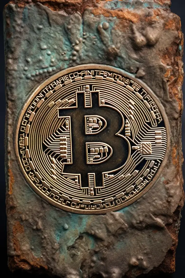 Old copper bitcoin logo