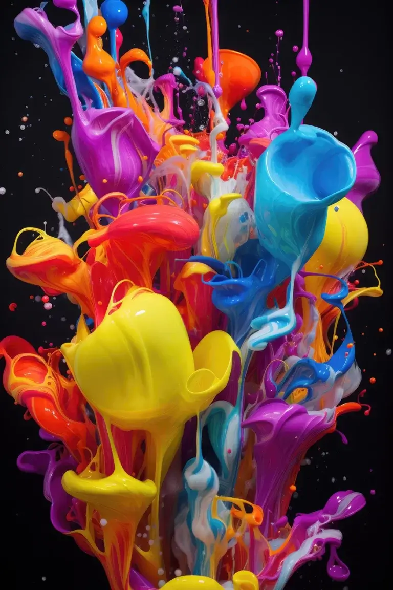 Colorful liquid water splash on black background